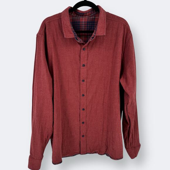 Southern Tide Payton Heather Reversible Plaid Flannel Shirt Mens Size Small Red - Picture 2 of 9